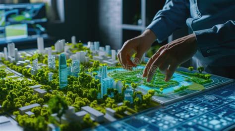 Urban Planner Designing a Sustainable City Model AIG41 Stock Image ...