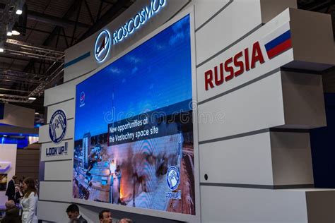 The Stand Of State Space Corporation Roscosmos Russia Editorial