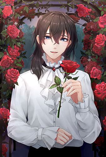 Anime Girl Holding A Rose