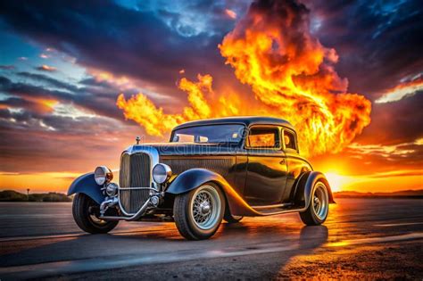 Hot Rod With Flames A Classic Hot Rod Generative AI Stock Illustration Illustration Of