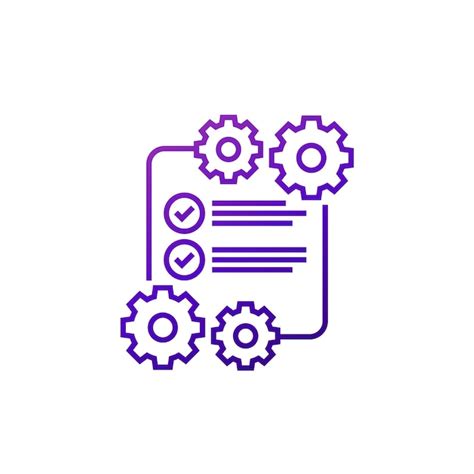 Premium Vector Check List With Gears Project Execution Line Icon