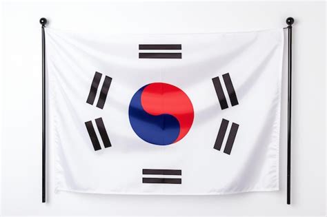 A Orgulhosa Bandeira Da Coreia Do Sul Adorna A Parede Em Um Fundo