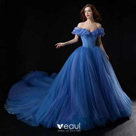 Cinderella Ocean Blue Prom Dresses 2018 Ball Gown Charmeuse Butterfly ...