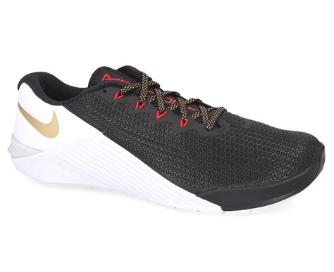 Nike Womens Metcon 5 Training Shoes Black Metallic Gold White