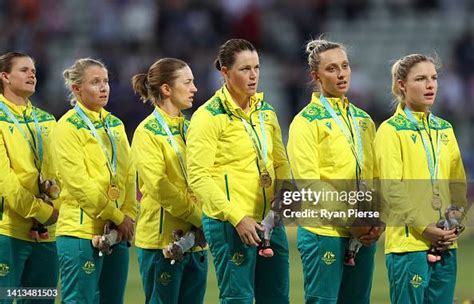 Team Australia Line Up For The National Anthem After Being Presented