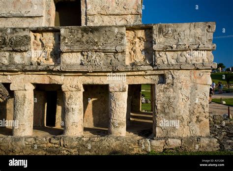 The Temple Of The Frescoes At The Ruined Mayan City In Tulum Mexico