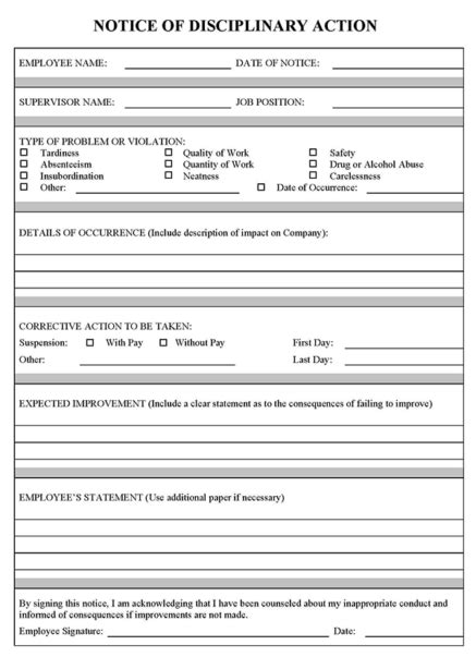 40 Employee Write Up Forms Format Types Guide And Tips