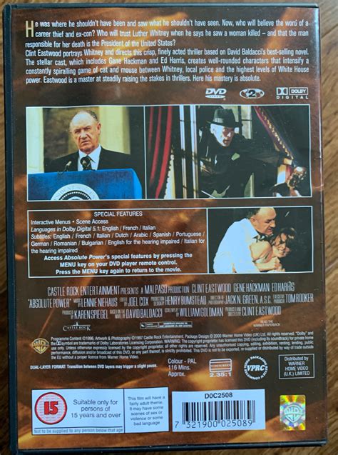 Absolute Power Dvd Clint Eastwood Conspiracy Thriller Movie Ebay