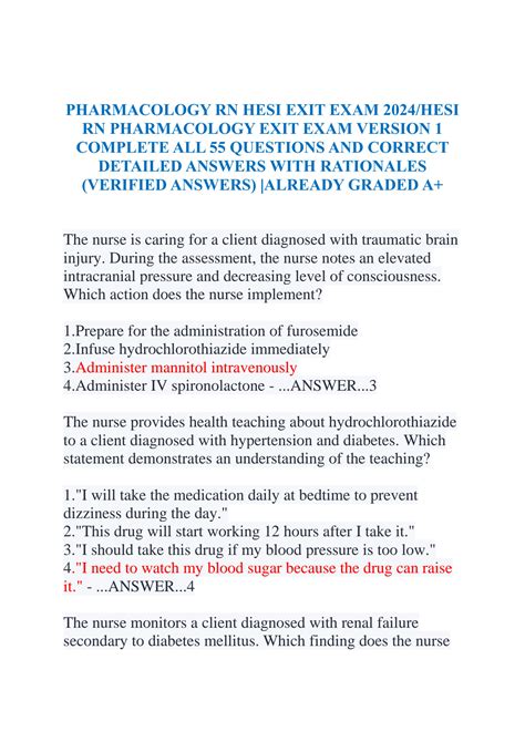 SOLUTION 2024 Hesi Pharmacology Exam Studypool