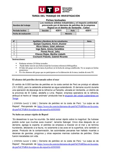 Semana Formato De Entrega De Tarea De Fichas Textuales Tarea Del