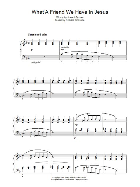 What A Friend We Have In Jesus By Joseph M Scriven Sheet Music For Piano Solo At Sheet Music Direct