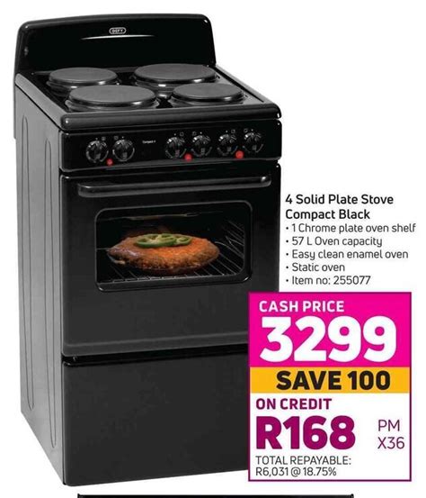 Defy Solid Plate Stove Compact Black Offer At Game