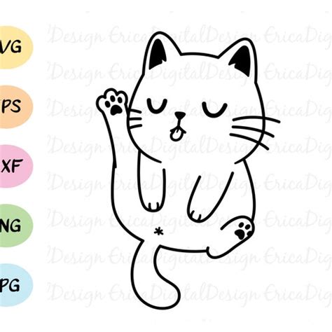 Licking Cat Svg Cut File Funny Cats Cute Kitty Cuttable Vector Etsy