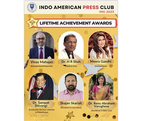 Indo American Press Club Announces Lifetime Achievement Awards