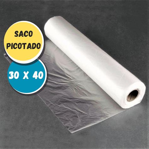 Rolo saco plástico 30 x 40 Bobina Picotada Saco Transparente Super