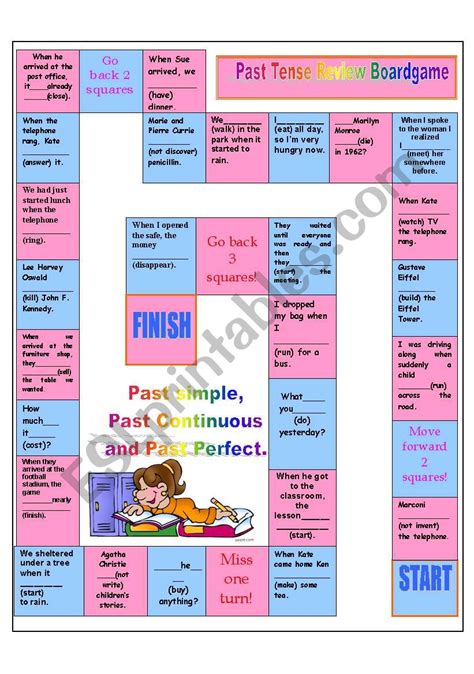 Past Simple Past Continuous And Past Perfect Board Game 27 07 2010