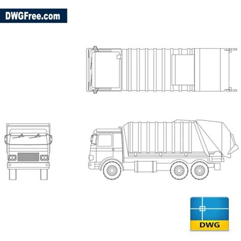 Camión para transporte de basura urbana DWG Descargar Modelo en bloques