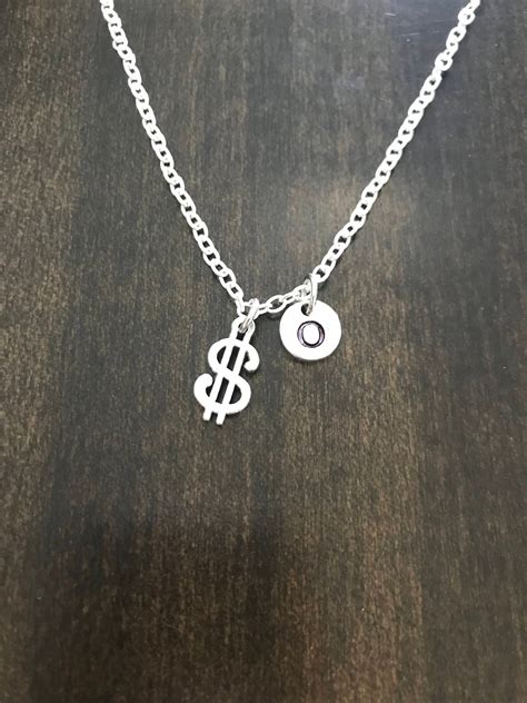 Dollar Sign Initial Necklace Dollar Sign Necklace Jewelry Silver