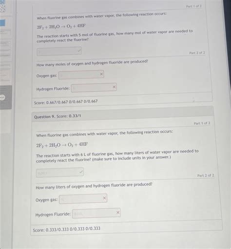 Solved When Fluorine Gas Combines With Water Vapor The Chegg