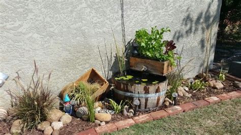 Wine Barrel Koi Pond With Aquaponics Garden Aquaponic Gardening