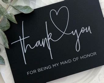 Thank You For Being My Maid Of Honor Gifts Thank You Card Etsy