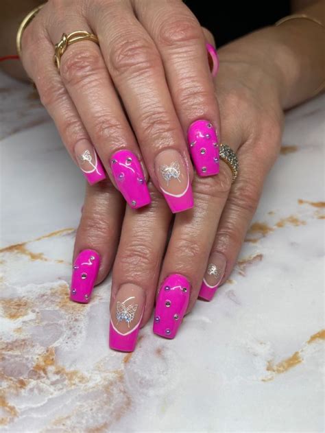 Hot Pink Frenchies French Nail Designs French Nails Nail Designs