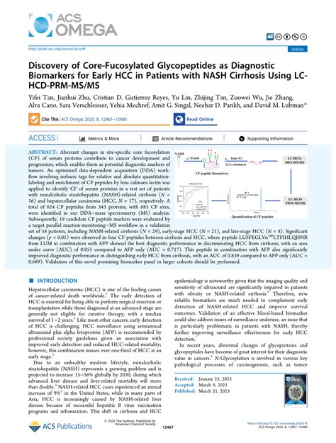 Pdf Discovery Of Core Fucosylated Glycopeptides As Diagnostic