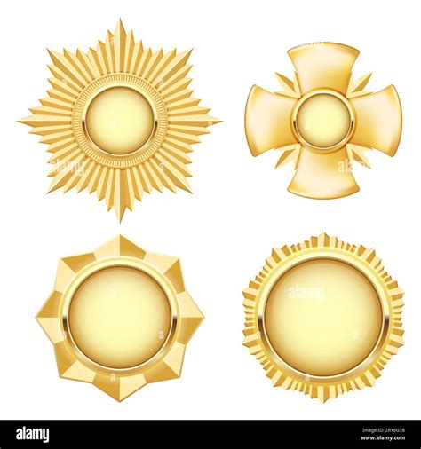 Golden Medal And Insignia Cogged Star And Cross Award Medallion