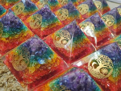 Multicolor Stone Seven Chakra Tree Of Life Orgone Pyramid For Healing