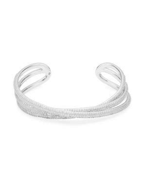 Adriana Orsini Three Lines Crystal Cuff In Silver