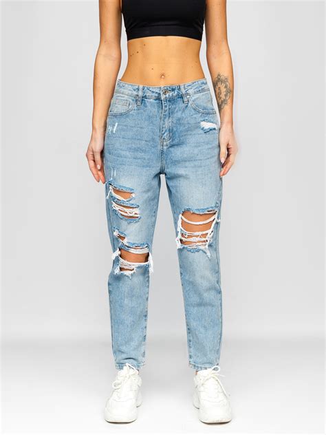 Bolf Damen Jeanshose Mom Fit Blau Wl