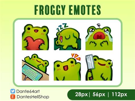 Animated Frog Emote Set Streaming Twitch Youtube Discord Cute Kawaii