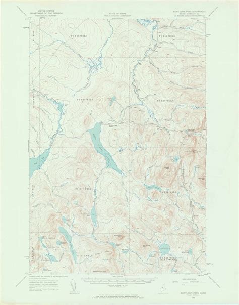 Saint John Pond Maine 1958 1962 USGS Old Topo Map Reprint 15x15 ME