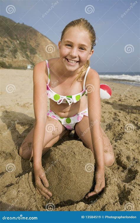 Girl Playing At Beach Stock Image Image Of Sand Length