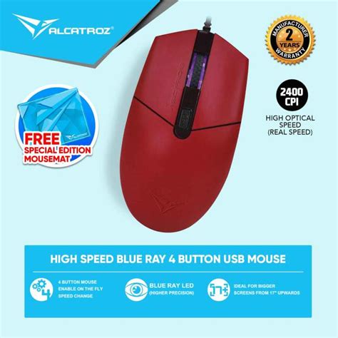 Alcatroz Asic Pro Hi Definition Cpi Usb Mouse With Blue Ray