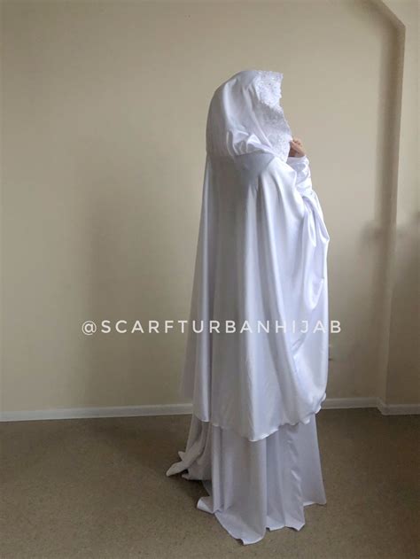 White Muslim Wedding Suit Bridal Silk Jilbab White Khimar Etsy