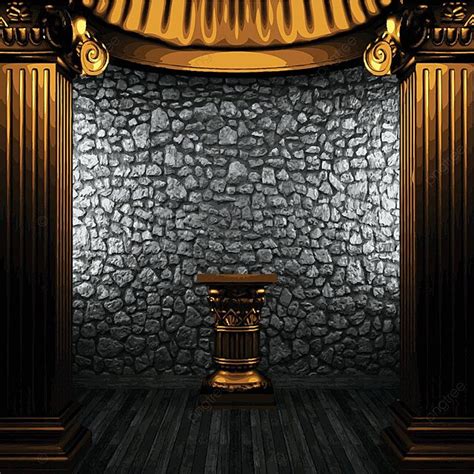 Vector Stone Wall And Golden Columns Aged Facade Place Vector Aged