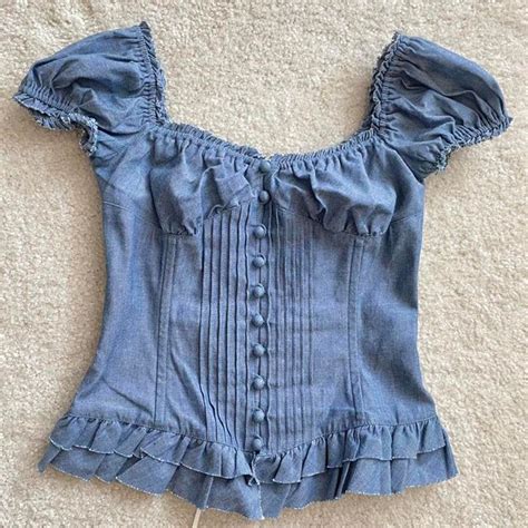 Y2k Fairycore Grunge Milkmaid Top Retro Aesthetic Kawaii Lace Trim Crop