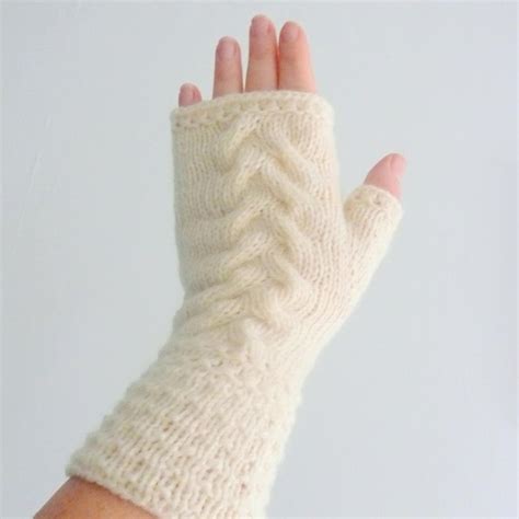 Knitting Pattern Fingerless Gloves Armwarmers Wavy Cable Etsy