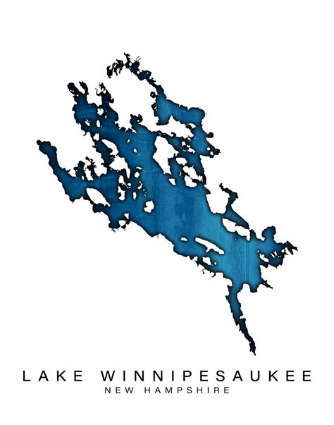 Wall Art Map Print Of Lake Winnipesaukee Meredith Belknap Etsy