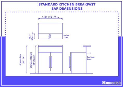 Standard Breakfast Bar Dimensions (2 Detailed Drawings) - Homenish