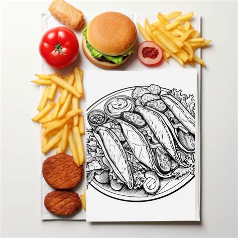 Fast Food Adult Coloring Pages Digital Download 36 Pieces Etsy