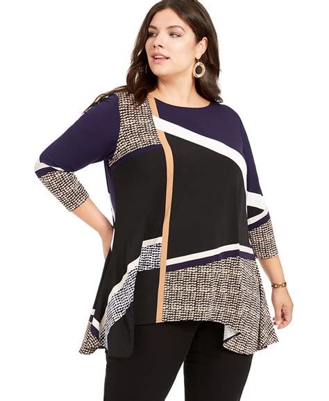 Alfani Plus Size Printed Trapeze Tunic Created For Macys Macys