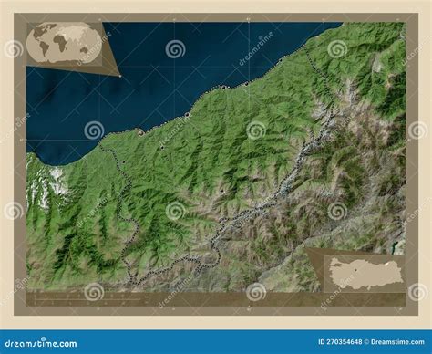 Rize Turkiye High Res Satellite Major Cities Stock Illustration