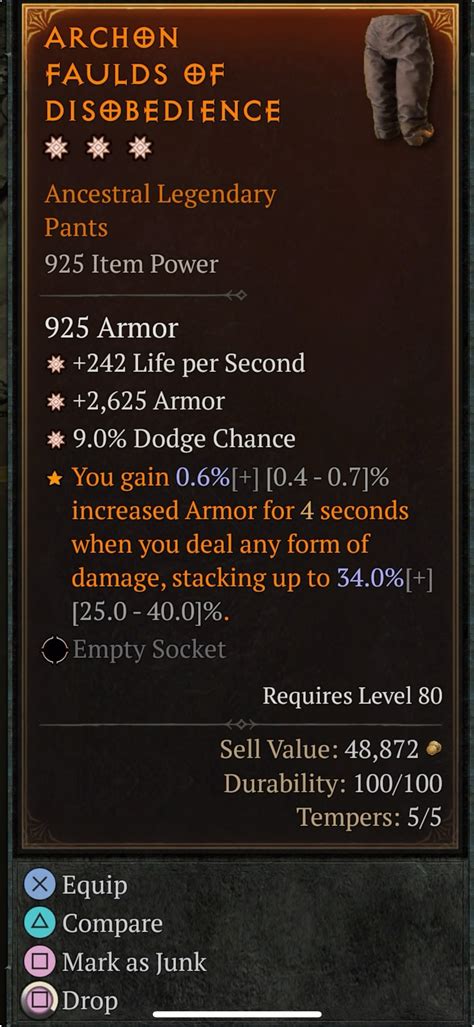 3ga Pants Armor Dodge Life Per Sec Topic D2jsp