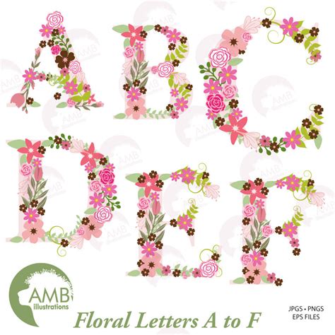 MEGA Packs Wedding Florals Alphabet Letters A To Z AMBillustrations