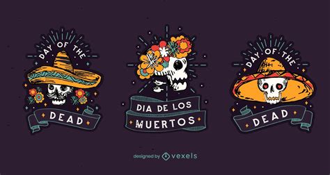 Descarga Vector De Conjunto De Insignias Del D A De Los Muertos