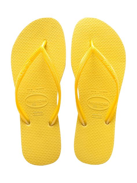 Yellow Havaianas Flip Flops With Glossy Effect Straps Slim Light Yellow