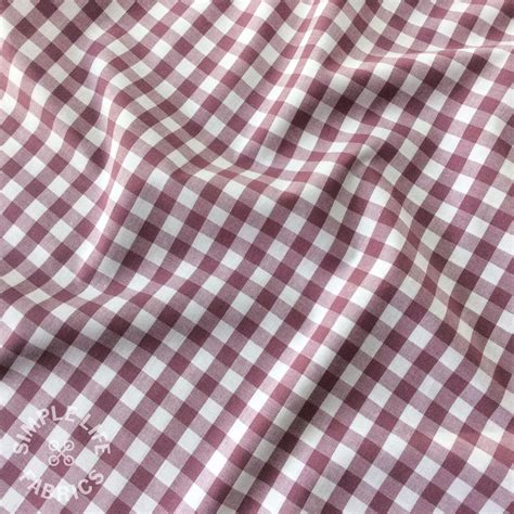 Gingham Fabric Cotton Checks Yarn Dyed Mauve Oeko Tex Per Half Metre