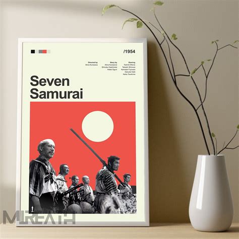 Seven Samurai Poster Vintage Vertical Movie Poster Retro Etsy